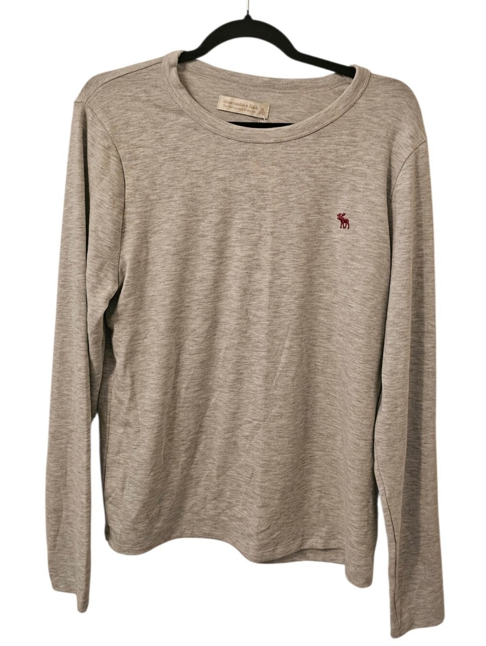 Grey and Red Abercrombie & Fitch Women's Lounge Long Sleeve Top